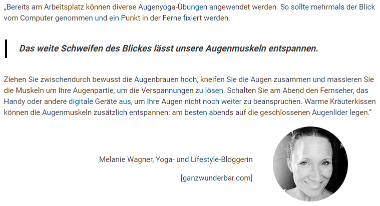 Entspannung durch Augenyoga