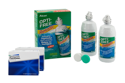 PureVision Spheric Lentillas mensuales + Opti Free RepleniSH Twinbox