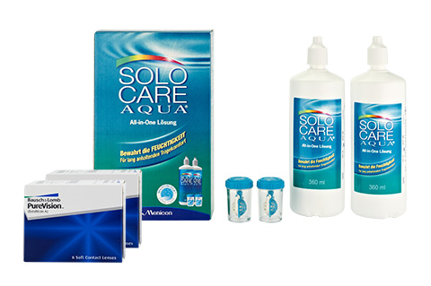 PureVision Spheric Lentillas mensuales + Solocare Aqua Twinbox