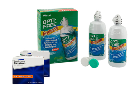 PureVision Toric Lentillas mensuales + Opti Free RepleniSH Twinbox
