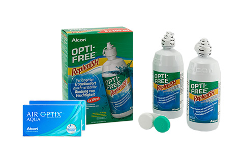 Air Optix Aqua Lentillas mensuales + Opti Free RepleniSH Twinbox