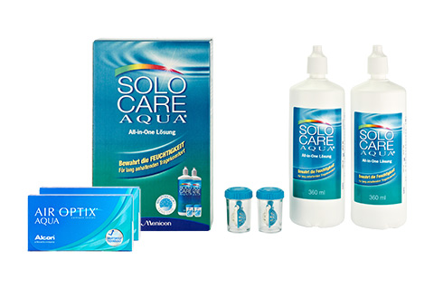 Air Optix Aqua Lentillas mensuales + Solocare Aqua Twinbox