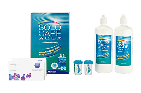 Biofinity Lentillas mensuales + Solocare Aqua Twinbox