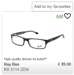 click on the heart to add an product