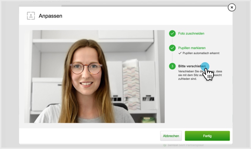 Brille auf dem Bild ausrichten