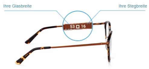 Kastenmaß auf Brille