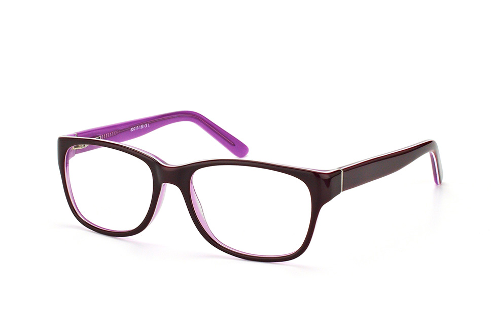 Mister Spex Collection Spender A96 F, Inkl. Gläser, Quadratische Brille, Damen Dunkelviolett