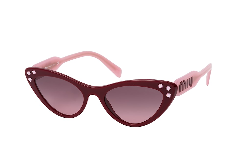 Miu Miu MU 05TS, Cat Eye Sonnenbrille, Damen, In Sehstärke Erhältlich Rot